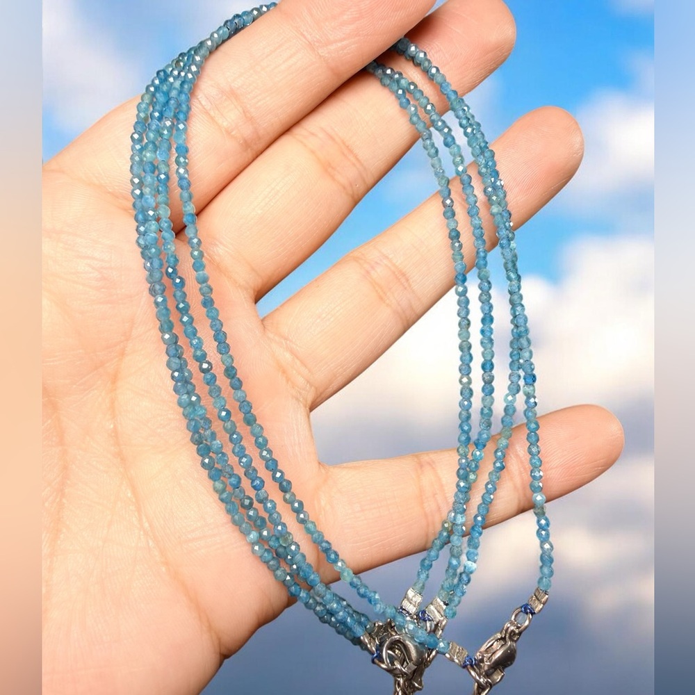 Blue Apatite 2mm Anklet | Adjustable 9–11” | Stainless Steel | Price Is For One